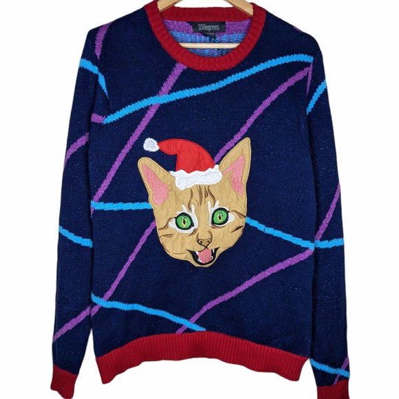 33 Degrees Sweaters - 33 Degrees Christas Laser eyes cat knit jumper